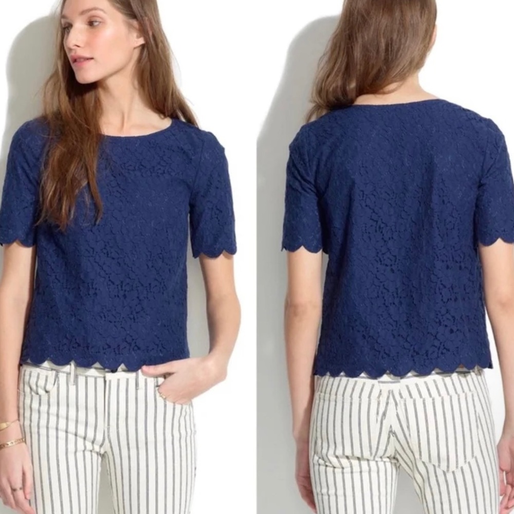 Madewell Lace Bloom Short Sleeve Top XS